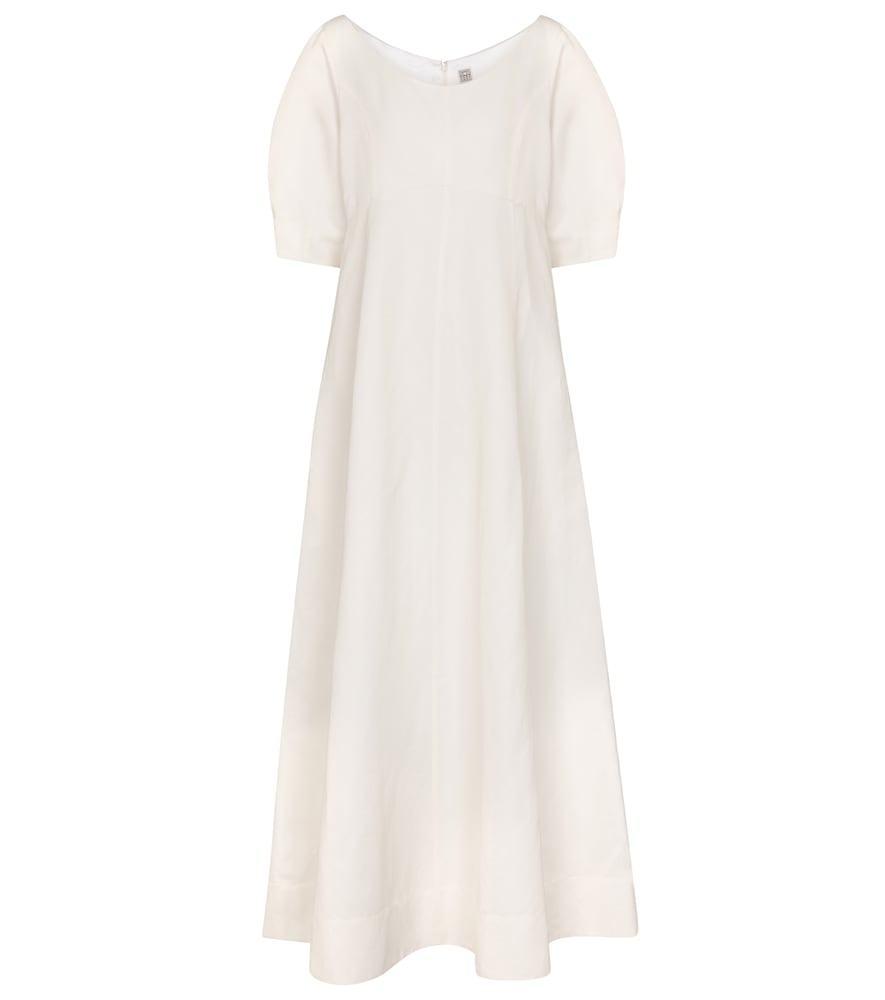 Toteme Linen and cotton-blend midi dress. Toteme 亚麻棉混纺中长连衣裙