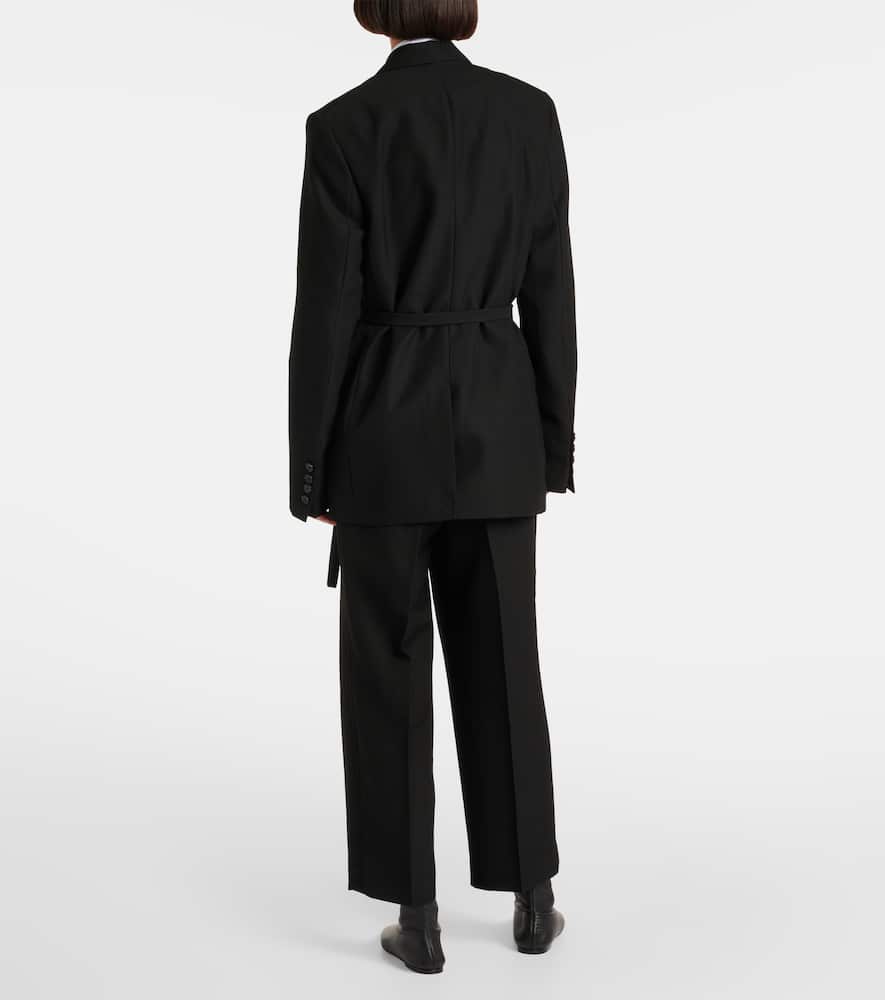 Toteme Satin-trimmed wrap blazer