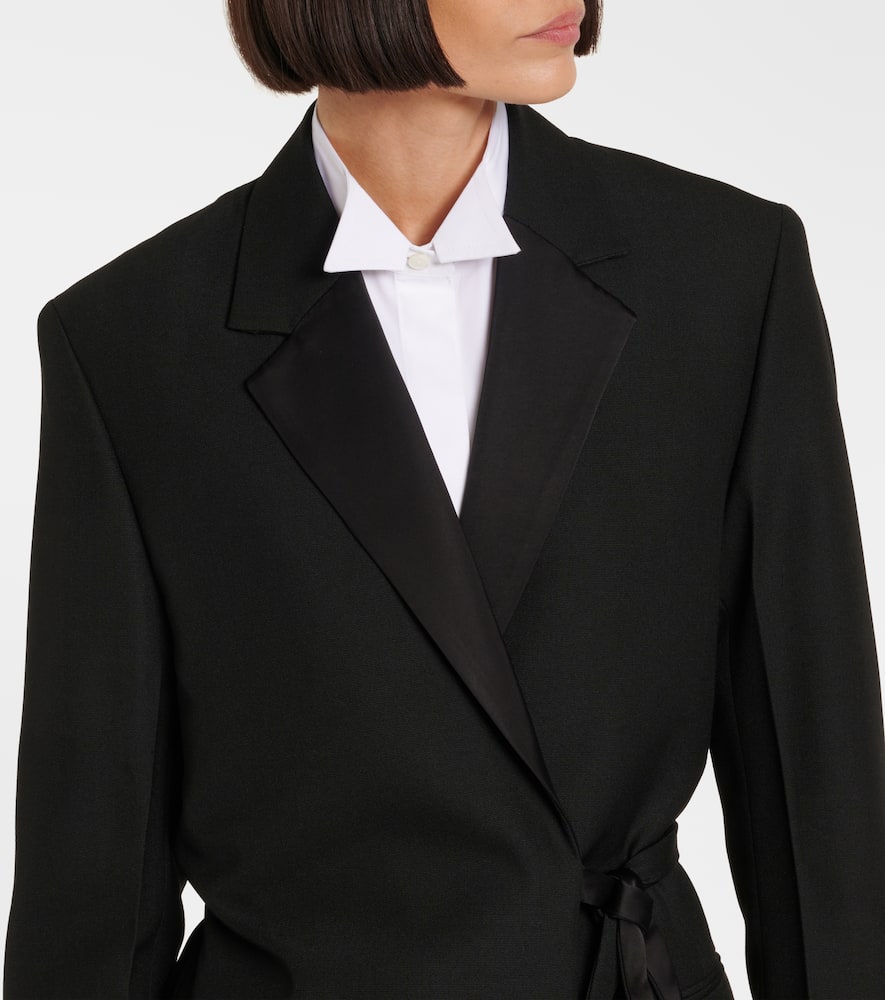 Toteme Satin-trimmed wrap blazer