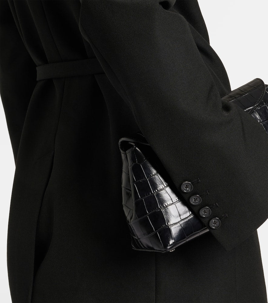 Toteme Satin-trimmed wrap blazer