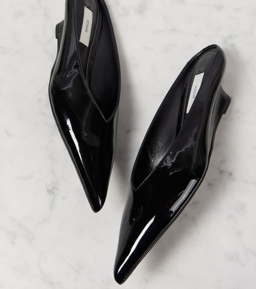Toteme Sharp patent leather wedge mules