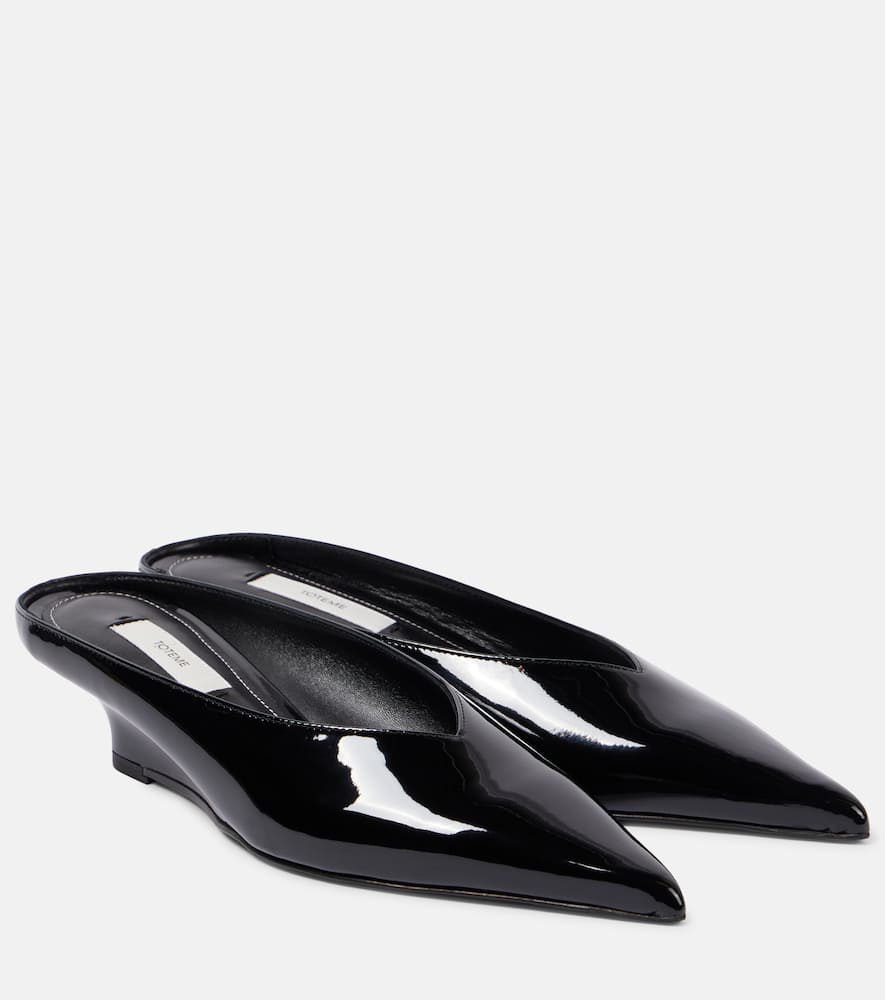 Toteme Sharp patent leather wedge mules