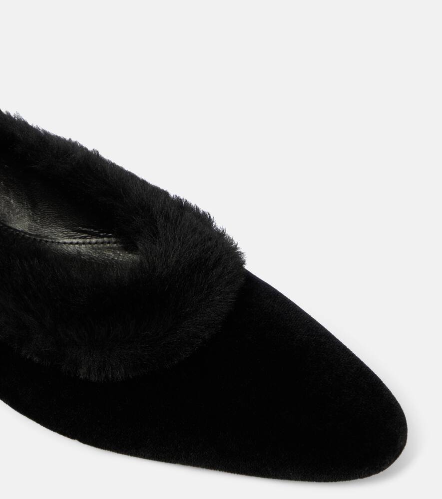 Toteme Shearling-trimmed velvet ballet flats