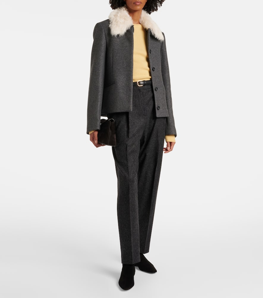 Toteme Shearling-trimmed wool-blend jacket
