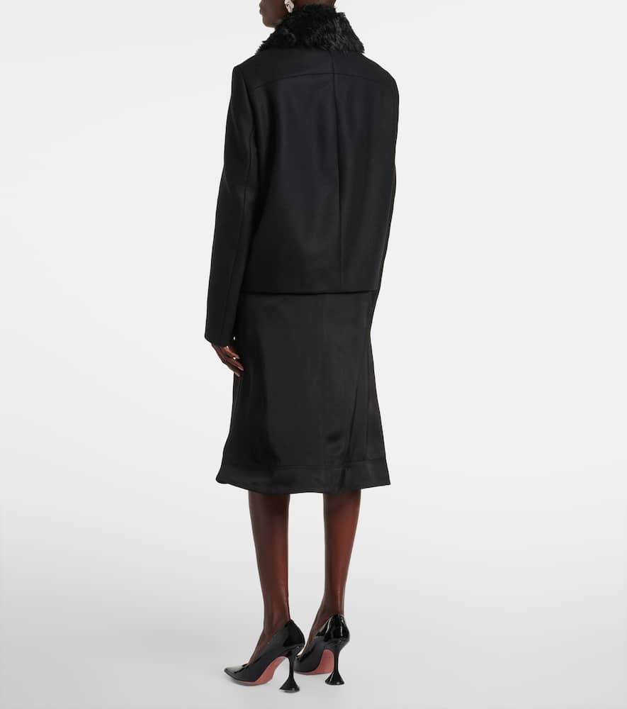 Toteme Shearling-trimmed wool-blend jacket