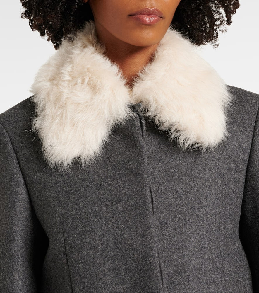 Toteme Shearling-trimmed wool-blend jacket