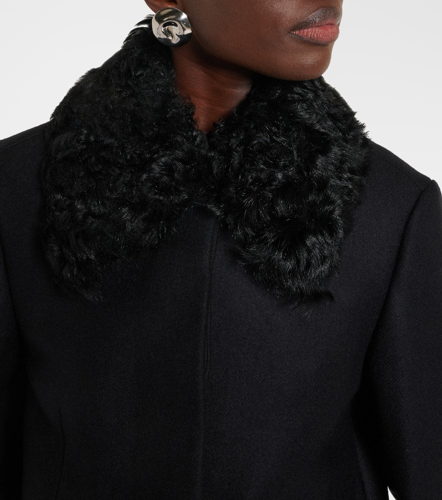 Toteme Shearling-trimmed wool-blend jacket