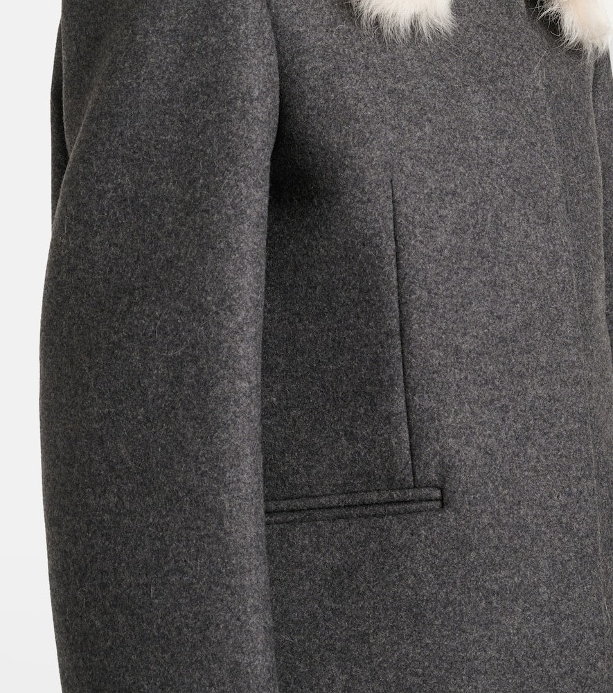 Toteme Shearling-trimmed wool-blend jacket