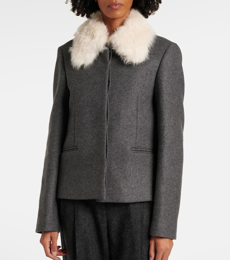 Toteme Shearling-trimmed wool-blend jacket