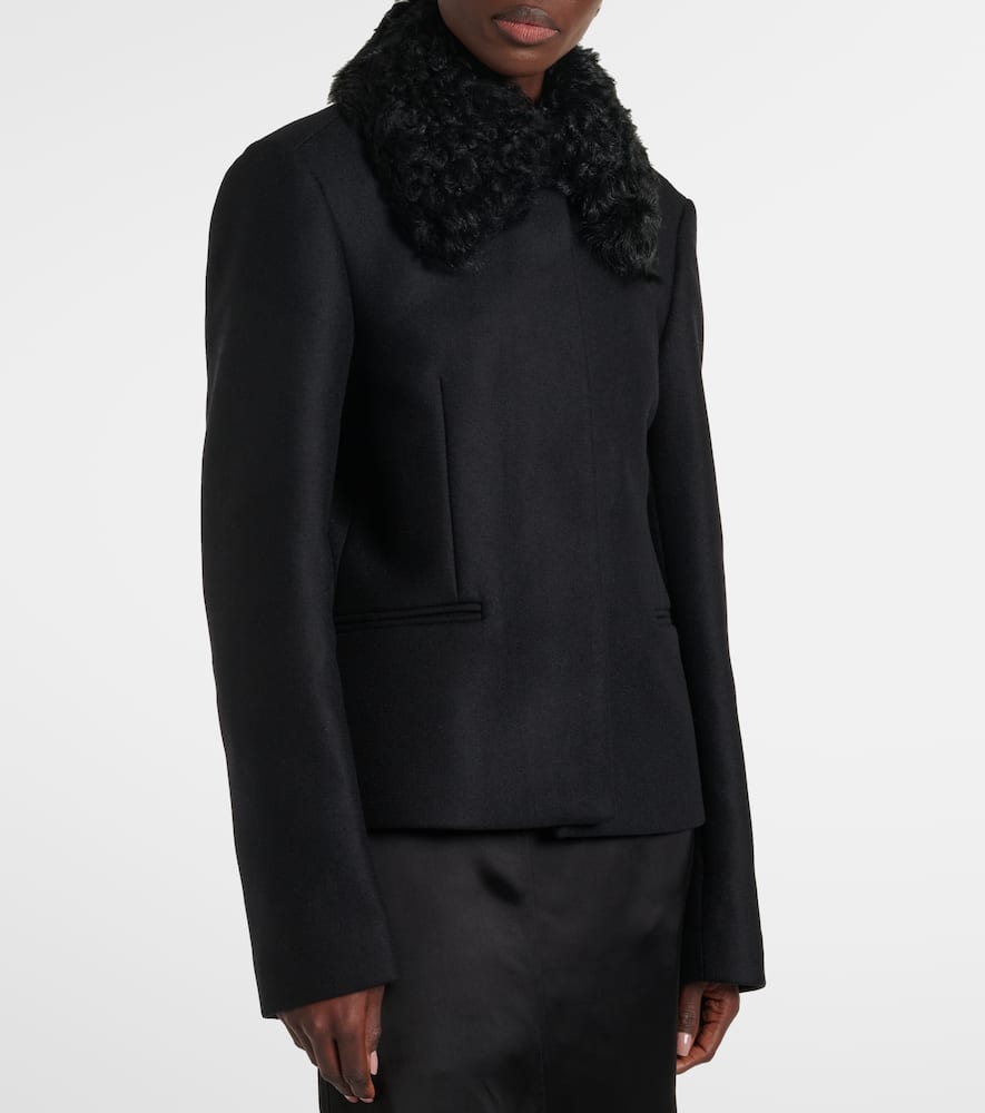 Toteme Shearling-trimmed wool-blend jacket