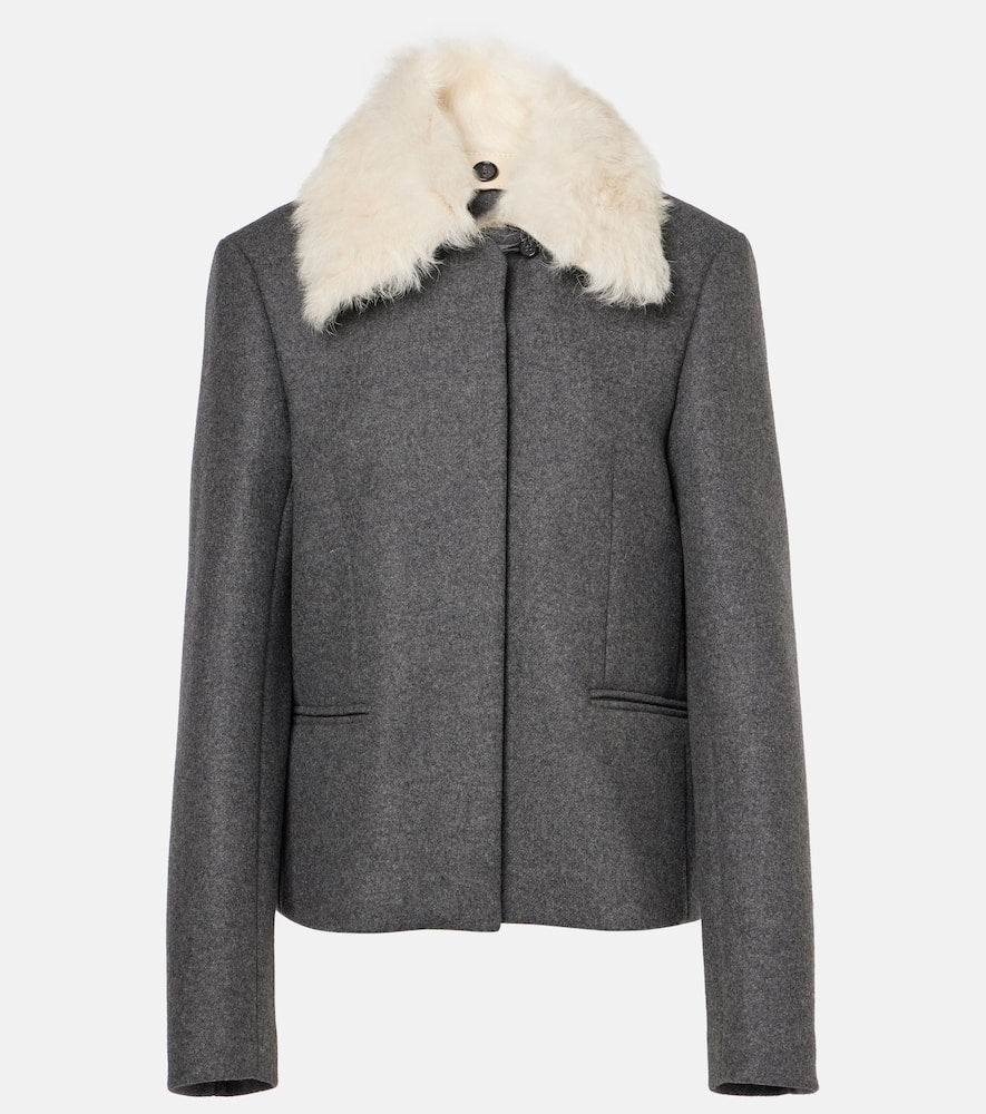 Toteme Shearling-trimmed wool-blend jacket