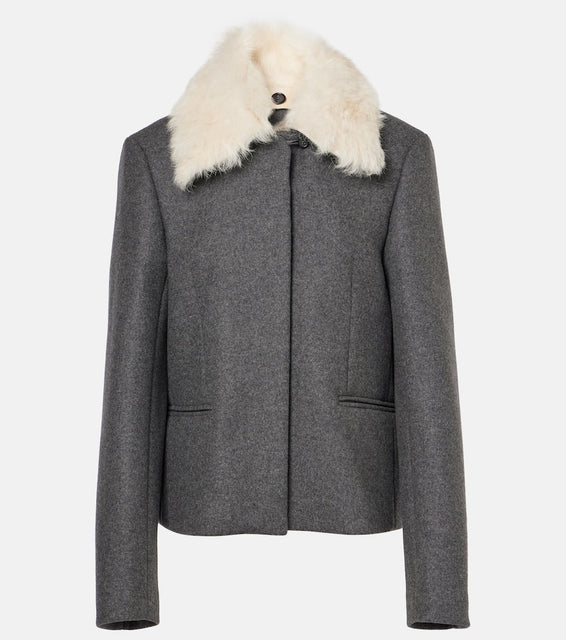 Toteme Shearling-trimmed wool-blend jacket