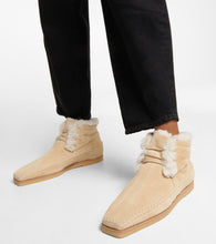 Toteme Suede and faux shearling ankle boots