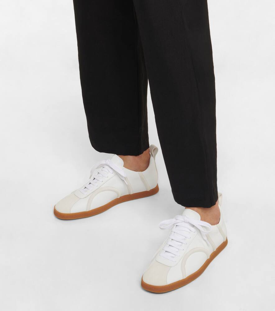 Toteme Suede-trimmed leather sneakers