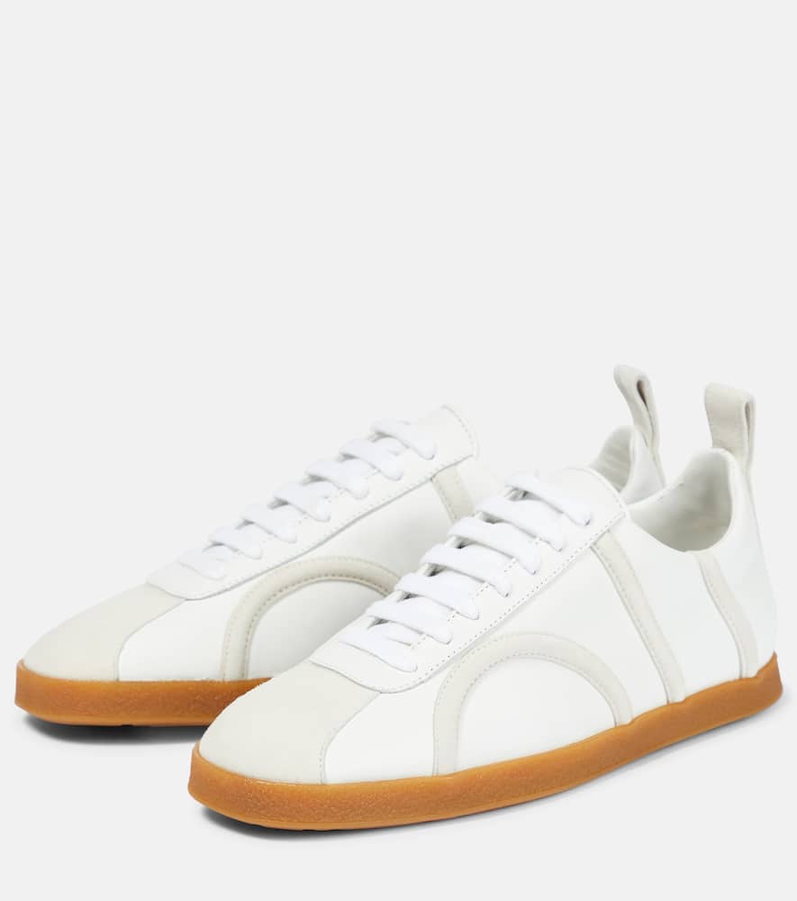 Toteme Suede-trimmed leather sneakers