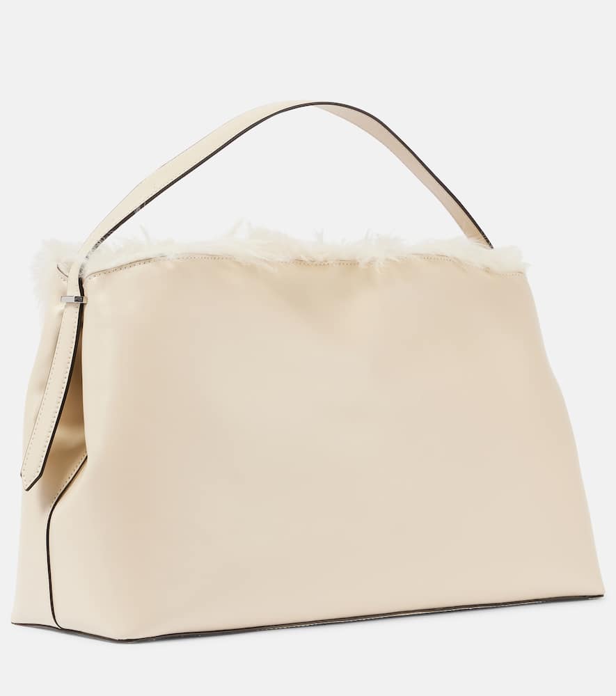 Toteme T-Lock Large shearling-trimmed shoulder bag