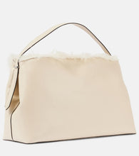 Toteme T-Lock Large shearling-trimmed shoulder bag