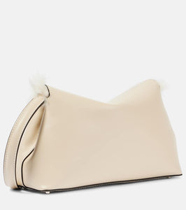 Toteme T-Lock shearling-lined leather clutch