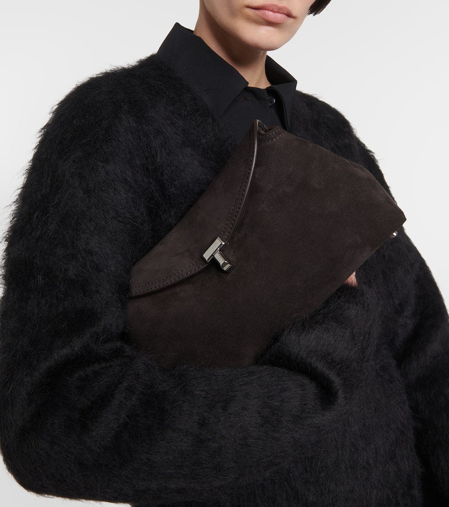 Toteme T-Lock suede clutch