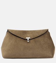 Toteme T-Lock suede clutch. Shop Toteme Clutches for women now.