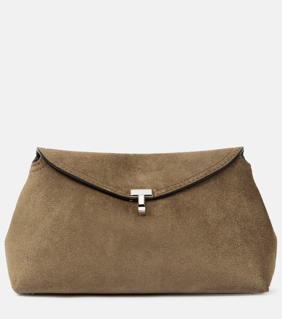 Toteme T-Lock suede clutch. Shop Toteme Clutches for women now.