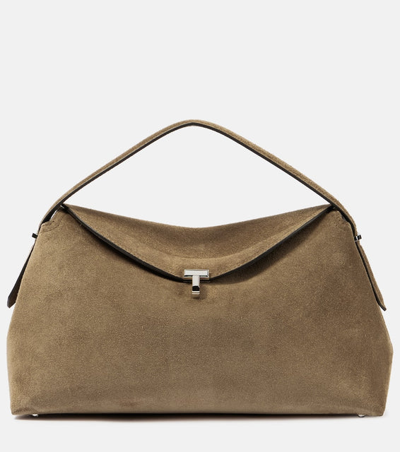 Toteme T-Lock suede tote bag. Shop Toteme Top-Handle Bags for women now.