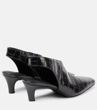 Toteme The Mid Heel Croco leather slingback pumps