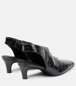 Toteme The Mid Heel Croco leather slingback pumps
