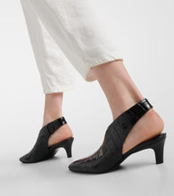 Toteme The Mid Heel Croco leather slingback pumps