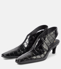 Toteme The Mid Heel Croco leather slingback pumps
