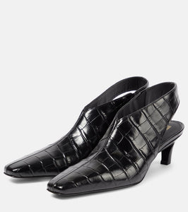 Toteme The Mid Heel Croco leather slingback pumps