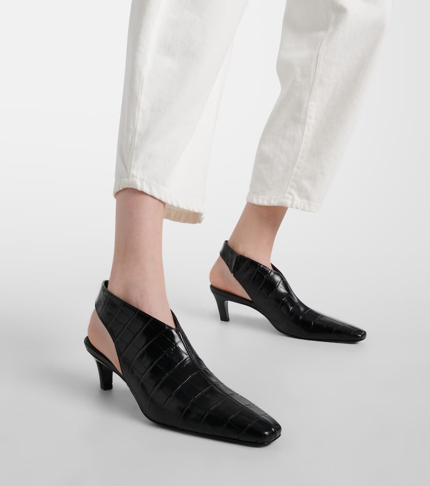 Toteme The Mid Heel Croco leather slingback pumps