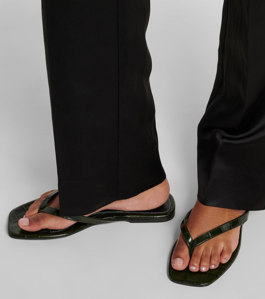 Black Toteme Croc-effect leather thong sandals - Flat Sandals