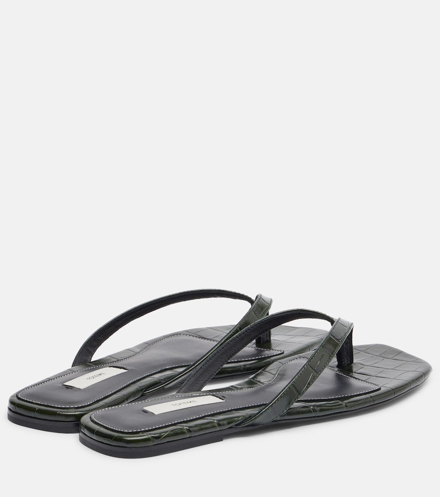 Black Toteme Croc-effect leather thong sandals - Flat Sandals