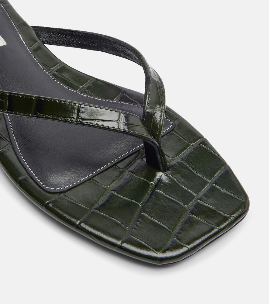 Black Toteme Croc-effect leather thong sandals - Flat Sandals