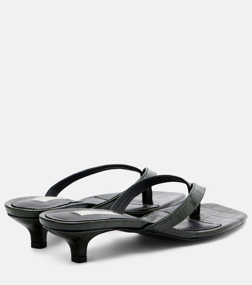 Green Toteme Croc-effect leather thong sandals - Heeled Sandals