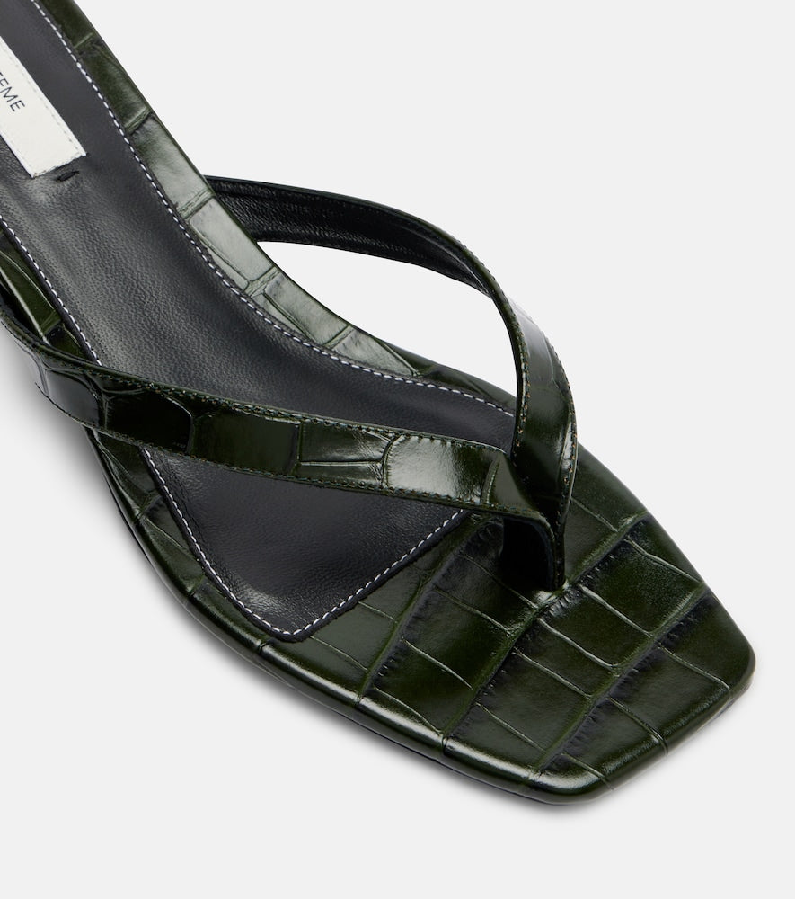 Green Toteme Croc-effect leather thong sandals - Heeled Sandals