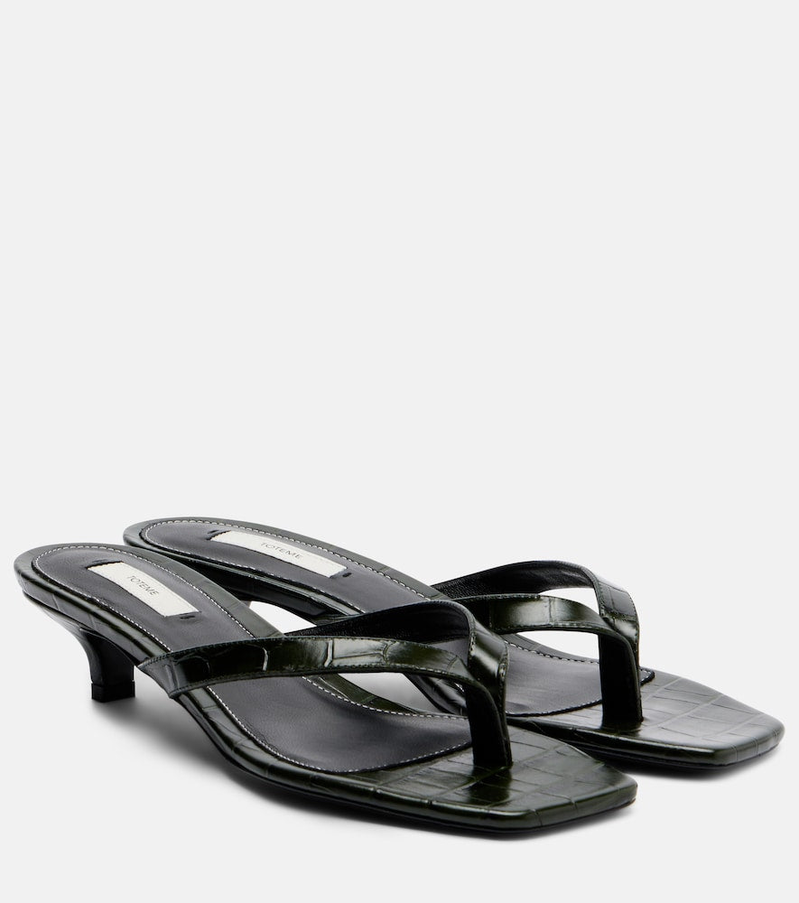 Green Toteme Croc-effect leather thong sandals - Heeled Sandals