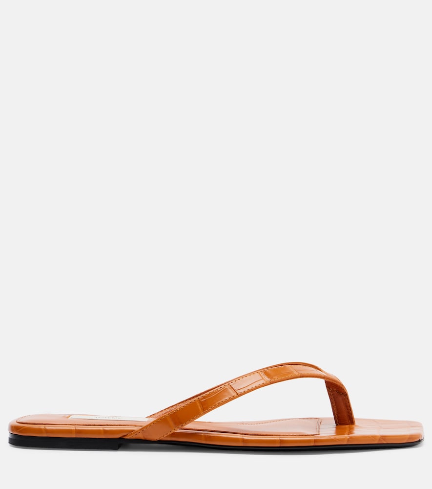 Toteme Croc-effect leather thong sandals in Orange - Flat Sandals