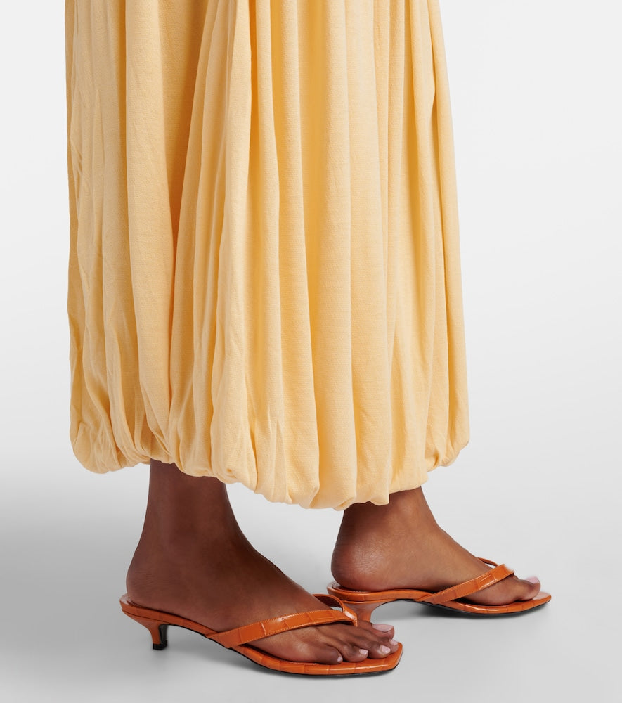 Toteme Croc-effect leather thong sandals (Orange) - Heeled Sandals