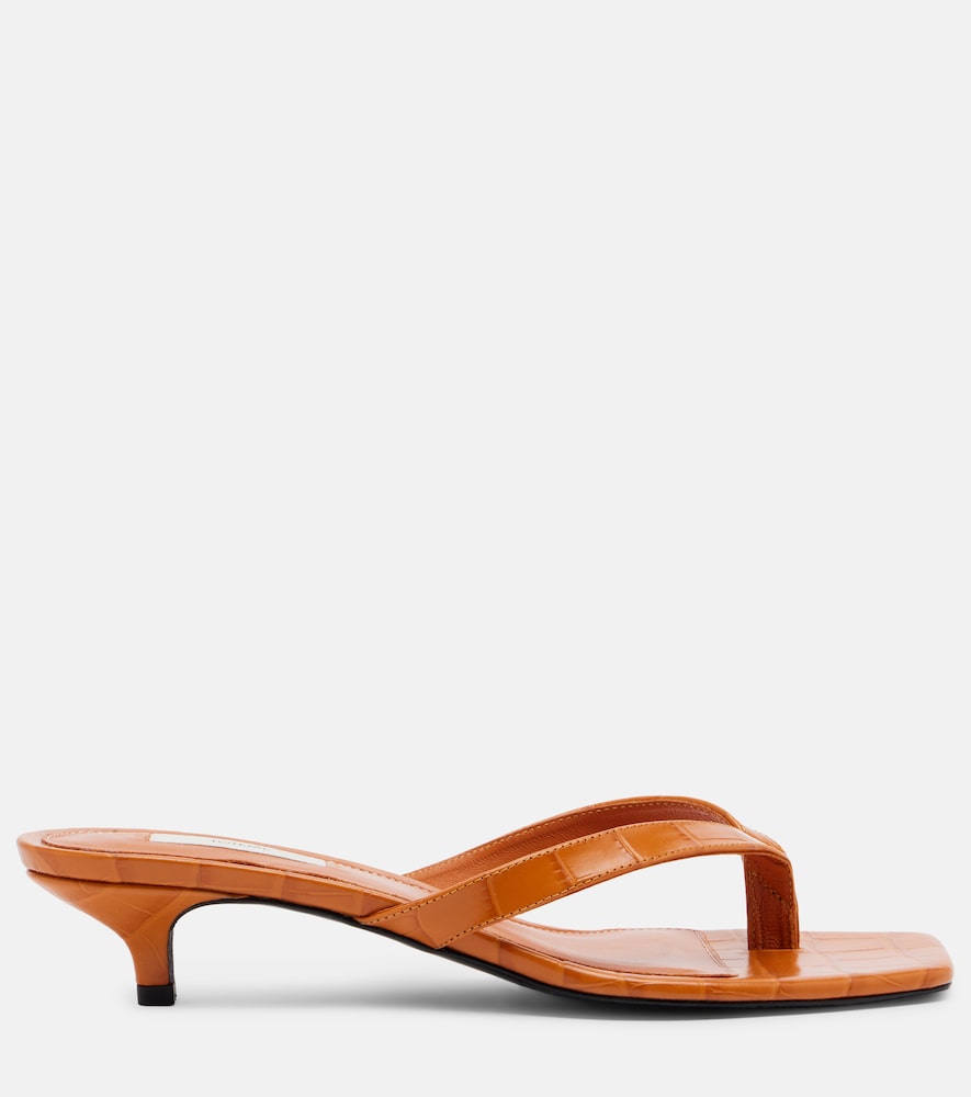 Toteme Croc-effect leather thong sandals (Orange) - Heeled Sandals
