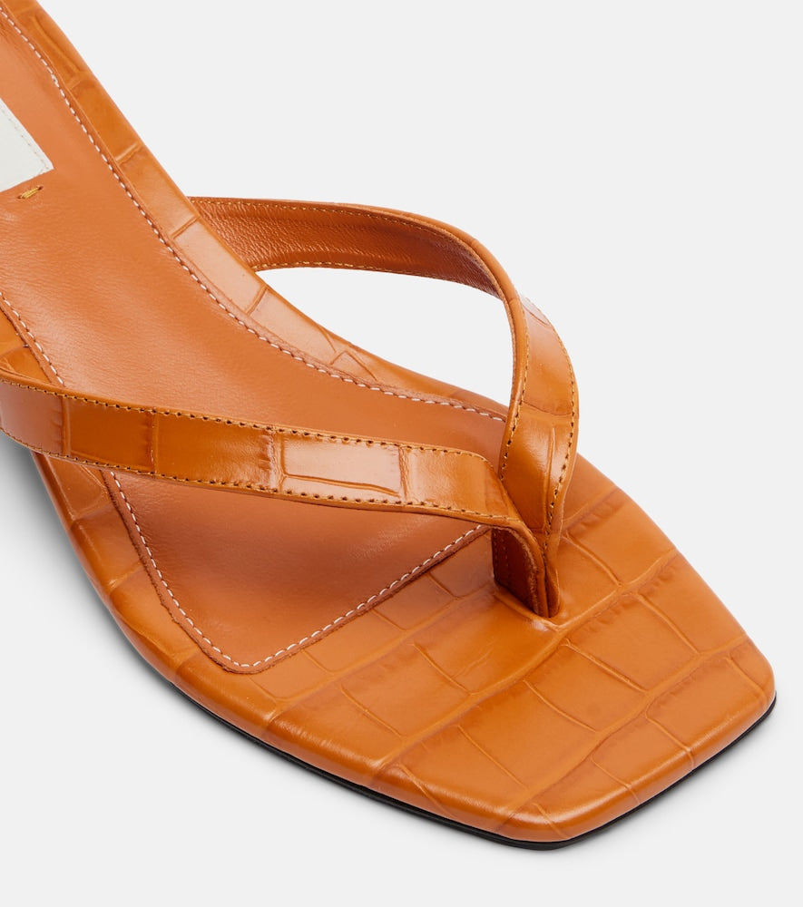 Toteme Croc-effect leather thong sandals (Orange) - Heeled Sandals