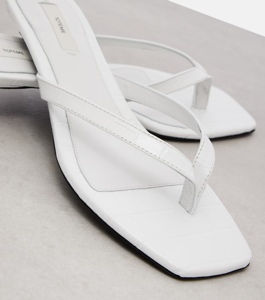 Toteme Croc-effect leather thong sandals in White - Heeled Sandals