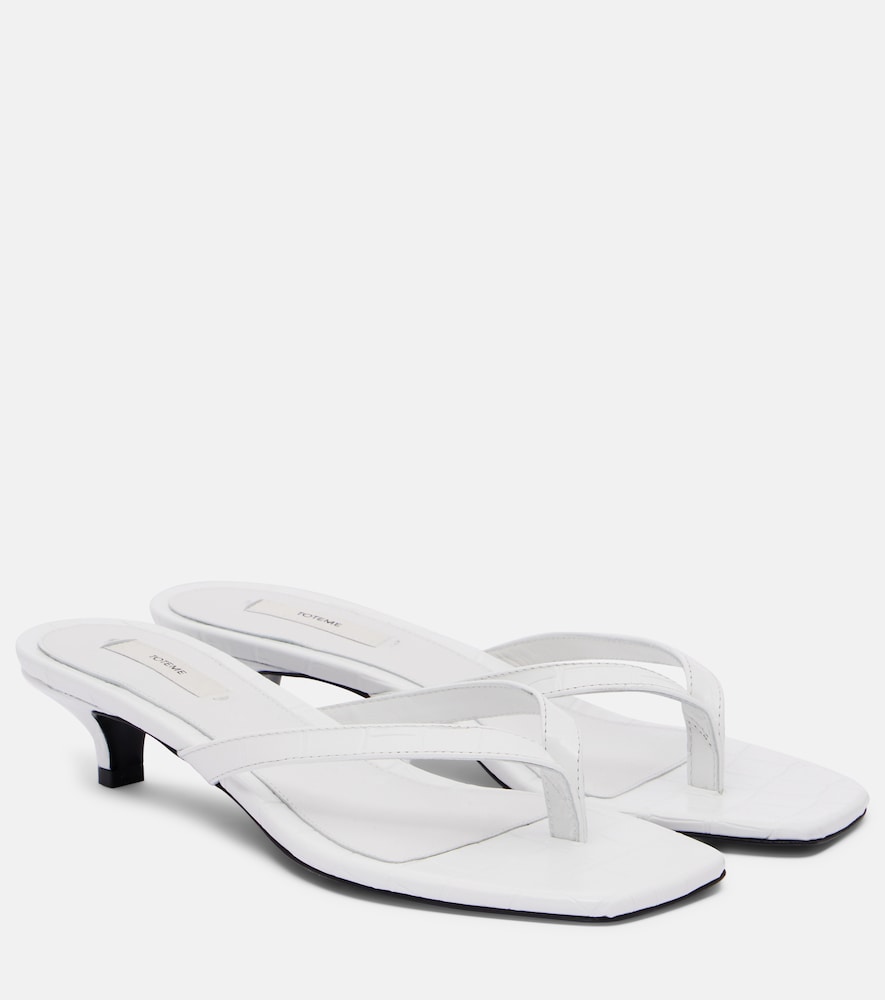 Toteme Croc-effect leather thong sandals in White - Heeled Sandals