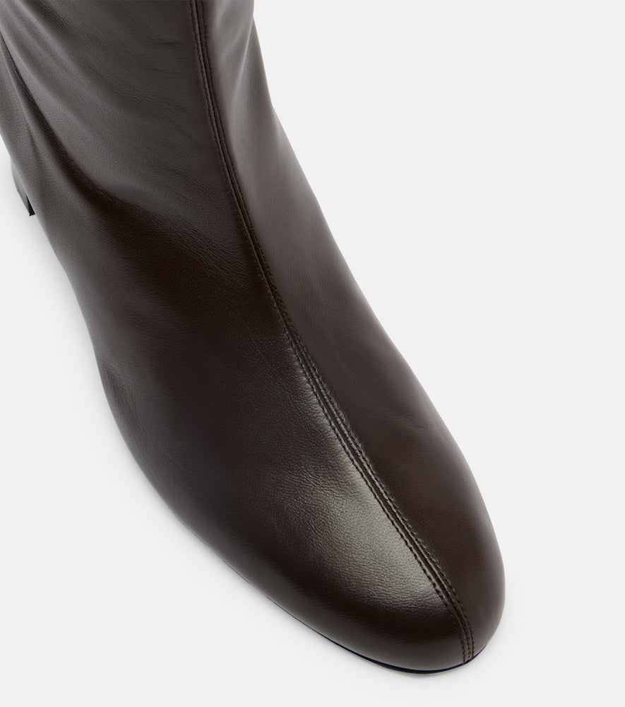 Toteme Downtown leather knee-high boots - Brown Mid Heel Boots
