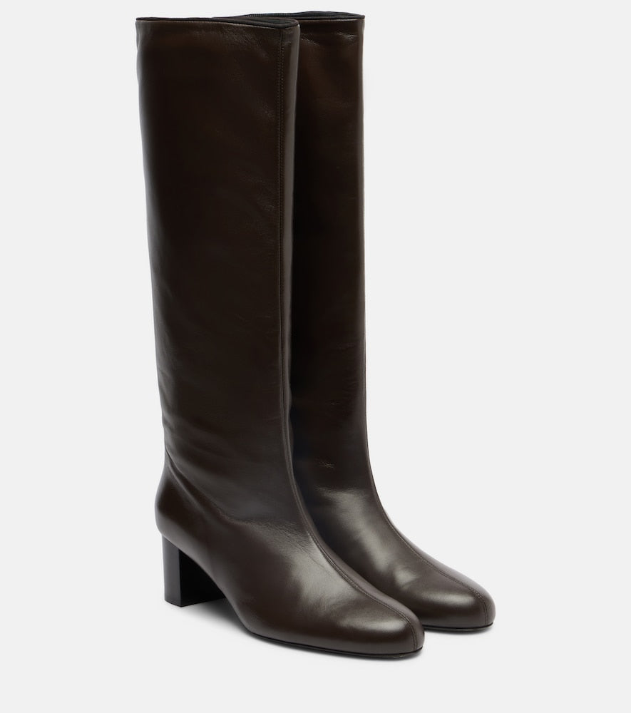 Toteme Downtown leather knee-high boots - Brown Mid Heel Boots