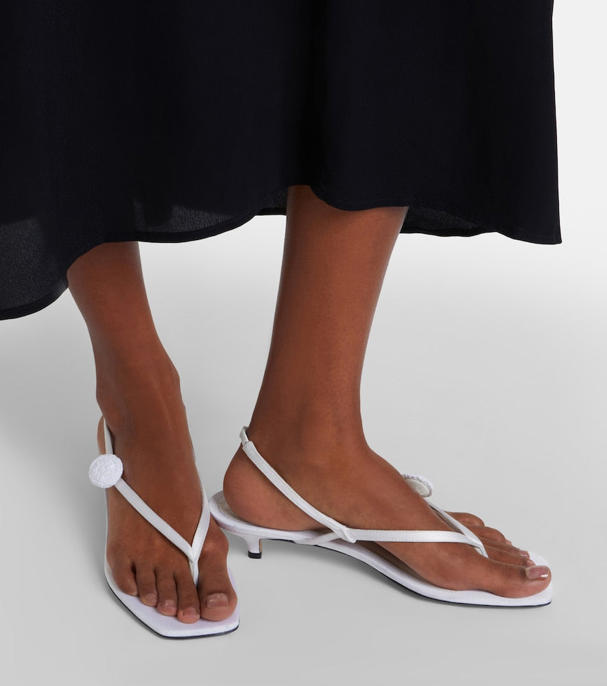 Toteme Floral-applique satin slingback sandals in White - Mid Heel Sandals