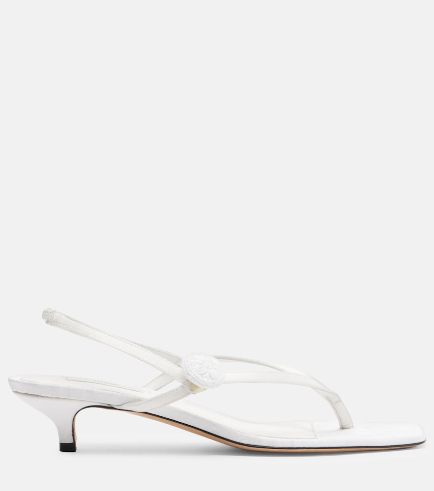Toteme Floral-applique satin slingback sandals in White - Mid Heel Sandals