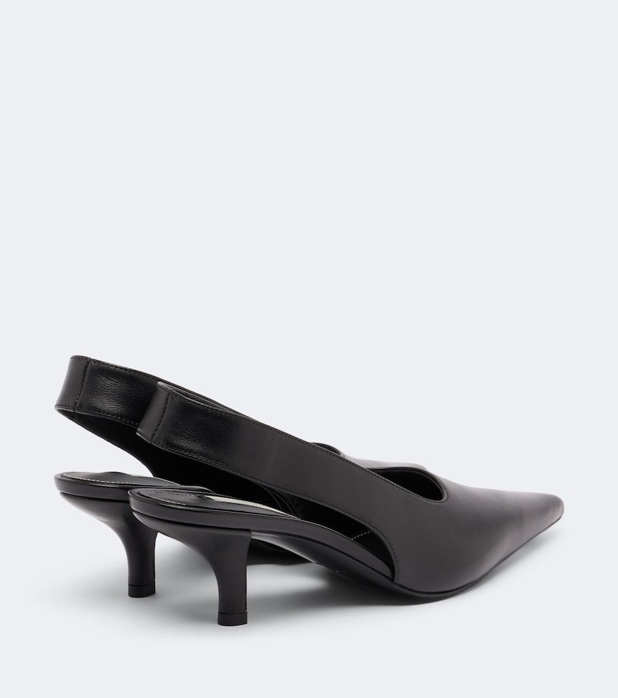 Toteme Leather slingback pumps (Black) - Mid Heel Pumps