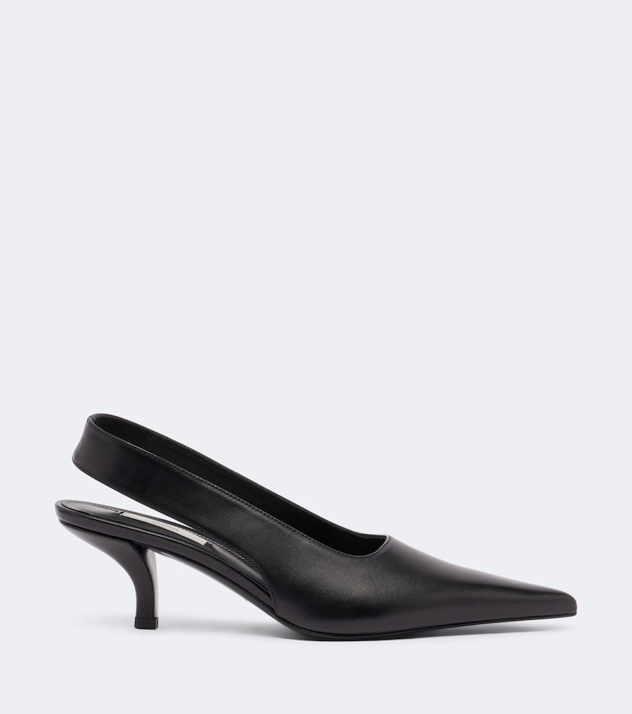 Toteme Leather slingback pumps (Black) - Mid Heel Pumps